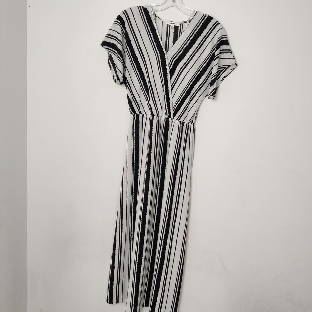 Koton Black and White Striped Wrap Maxi Dress Size Small